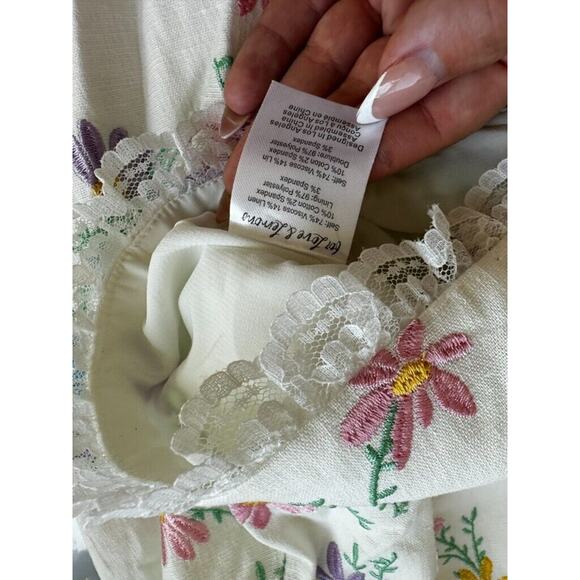 For Love & Lemons Majorie Floral Skirt Blazer Set Whit Lace Pleated Size Large - Picture 11 of 12